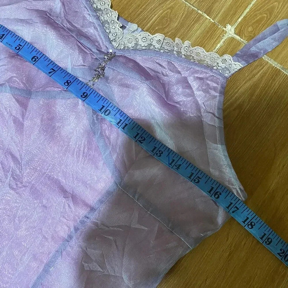 VTG Cottagecore Charng Shin Silk Cami Midi Dress 11/L/XL Sleeveless Line Violet - Picture 2 of 14